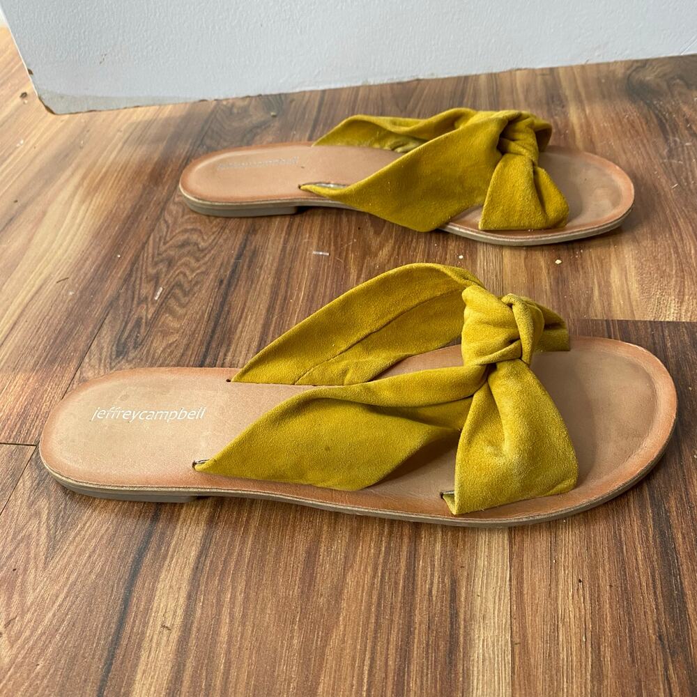 JEFFREY CAMPBELL Zocalo Suede Yellow Knot Slide Sandals Size 10 - Picture 7 of 10